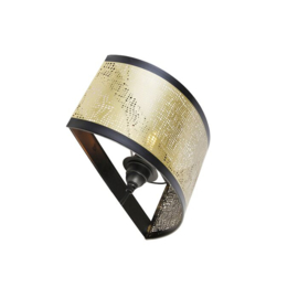 Qazqa wandlamp Kayleigh, zwart met messing