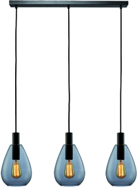 Freelight hanglamp Dorato,  3-lichts zwart met smoke glas