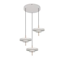 Trio lighting hanglamp Keaton led, 3-lichts warm grijs