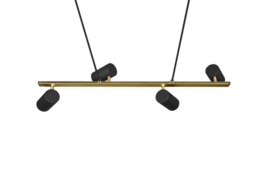 Trio lighting hanglamp Marley, 4-lichts zwart - goud