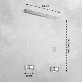 Fischer&honsel hanglamp Colette, 2-lichts mat nikkel