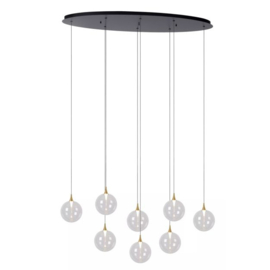 Lucide hanglamp Gisela led, 8-lichts transparant glas