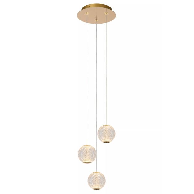 Lucide hanglamp Cintra, 3-lichts transparant rond