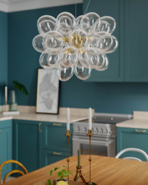 By Rydéns hanglamp Gross, messing 37-lichts helder glas