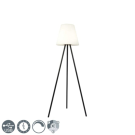 Qazqa buitenlamp  Virginia led,  zwart op solar incl. switch dimmer