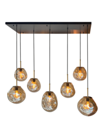 Light trend hanglamp Din ei, 7-lichts met amber glas