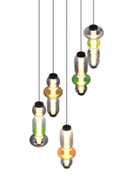 Trio lighting  hanglamp Minerva led, 5-lichts zwart-multicolor