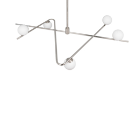 Trio lighting hanglamp Flaming, 6-lichts nikkel-wit glas