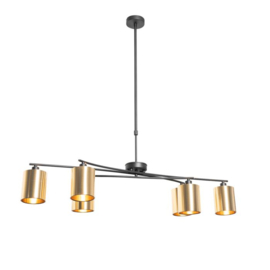 Qazqa  hanglamp Lofty, 6-lichts zwart met goud