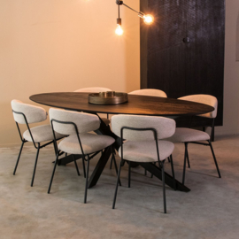 Label 51 Eettafel James, zwart mangohout | zwart metaal 210 cm