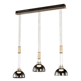 Fischer&honsel hanglamp Avignon led, 3-lichts zwart-goud
