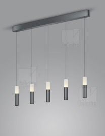 Helestra  hanglamp Lidos led, 5-lichts zwart-chroom