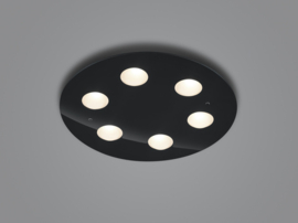 Plafondlamp Belos led, mat zwart met murano glas 49 cm