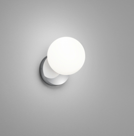 Helestra wandlamp Lis led, chroom met opal glas IP44