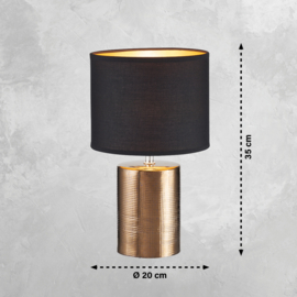 Fischer & Honsel  tafellamp Bronz, antiek brons met zwarte kap