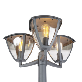 Qazqa buiten vloerlamp Platar, 3-lichts donker grijs