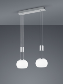 Hanglamp Madison led,  2-lichts mat nikkel incl. switch dimmer
