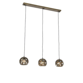 Qazqa hanglamp Bobby, 3-lichts antiek goud