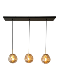 Light trend hanglamp Din ei, 3-lichts met amber glas