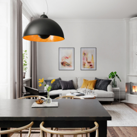 By Rydéns hanglamp Captain, zwart - goud incl. licht bron