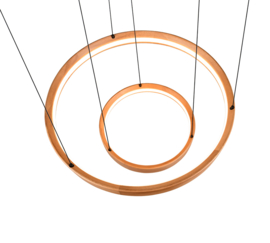 Trio lighting hanglamp lynwood led, 2-delig natuur hout