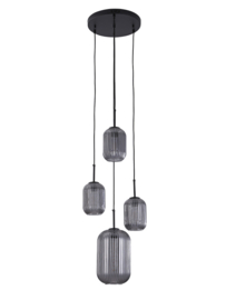 Light trend  hanglamp Lera, 4-lichts met smoke glas