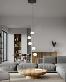 Helestra  hanglamp Bono led 5-lichts rond, mat zwart