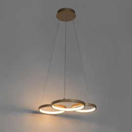 Qazqa hanglamp Rondas led, 3-lichts goud incl. switch dimmer 52 cm