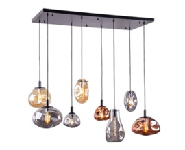 Light trend hanglamp Shirly, 8-lichts met glas