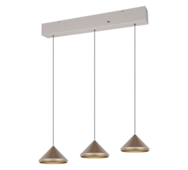 Trio lighting  hanglamp Laguna led, 3-lichts koffie bruin