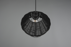 Trio lighting hanglamp Borka, 1-lichts zwart met rotan