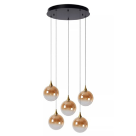 Lucide hanglamp Gisela led, 5-lichts amber glas