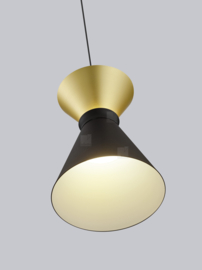 Helestra  hanglamp Luk led, 1-lichts zwart - goud-aluminium + satijn acrylglas