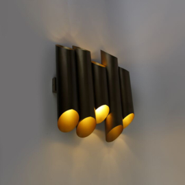 Qazqa wandlamp Whistle, 10-lichts messing