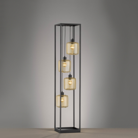 Fischer & Honsel vloerlamp Caydo, zwart-goud