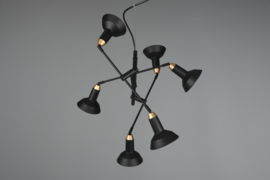 Trio lighting hanglamp Roxie, 6-lichts zwart