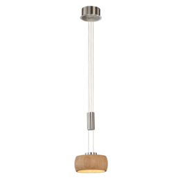 Fischer&honsel hanglamp Shine wood led, 1-lichts nikkel-eiken