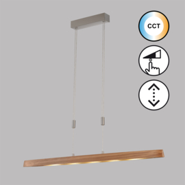 Fischer&honsel hanglamp Shine wood led, nikkel-eiken incl push dimmer