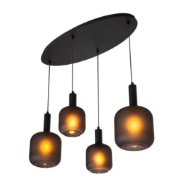 Lucide hanglamp Eloise, 4-lichts met antraciet glas