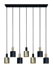 Freelight hanglamp Trofeo 7-lichts zwart-goud