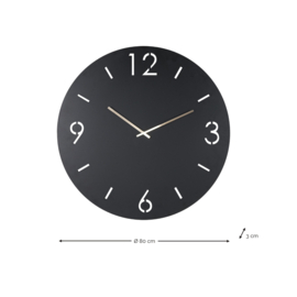 Spinder design TIME klok, zwart 80 cm rond