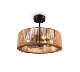 Trio lighting plafond ventilator Smillum, natuurlijk hennep