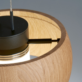 Fischer&honsel hanglamp Shine wood led, 3-lichts zwart-eiken