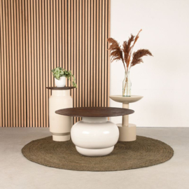 Label 51 Salontafel Dim, espresso mangohout-creme metaal