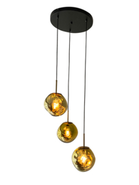 Light trend hanglamp Din EI, 3-lichts met goud kleur glas
