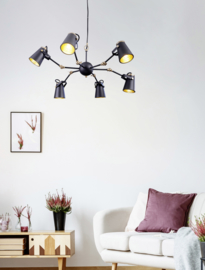 Trio lighting hanglamp Edward, 6-lichts zwart