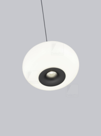 Helestra  hanglamp Sapo led, 3-lichts zwart opal glas