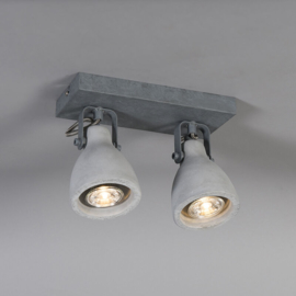 Qazqa plafondspot  Creto, 2-lichts grijs beton incl. licht bron