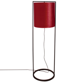 By Rydéns vloerlamp Vieste, zwart met een kap in de kleur rood incl. licht bron