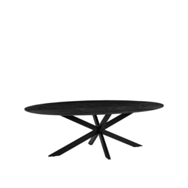 Label 51 Eettafel James, zwart mangohout | zwart metaal 210 cm